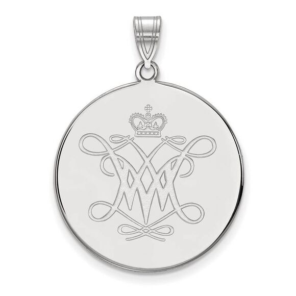 14k White Gold William and Mary XL Disc Pendant